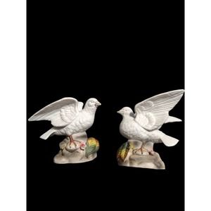 Pair Royal Crown Porcelain Peace Dove Figurines